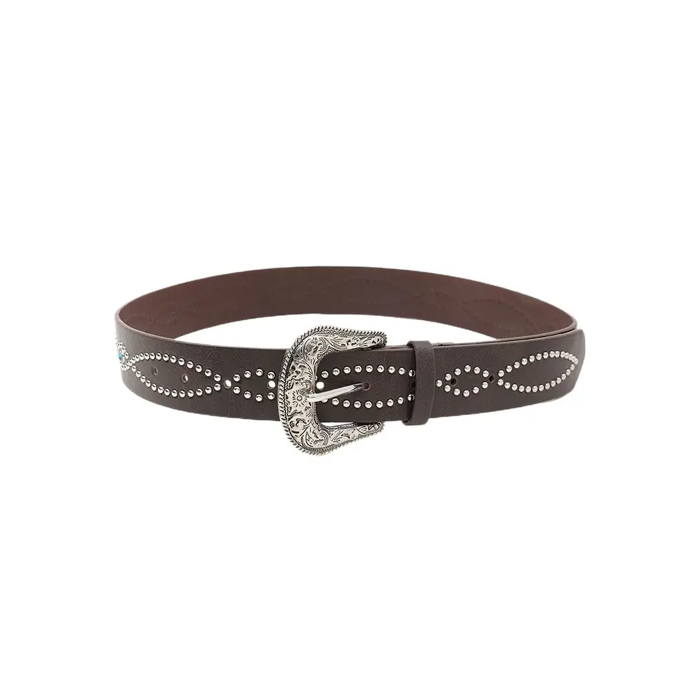 Trendy Punk Gem Belt for Women Black Brown Silver