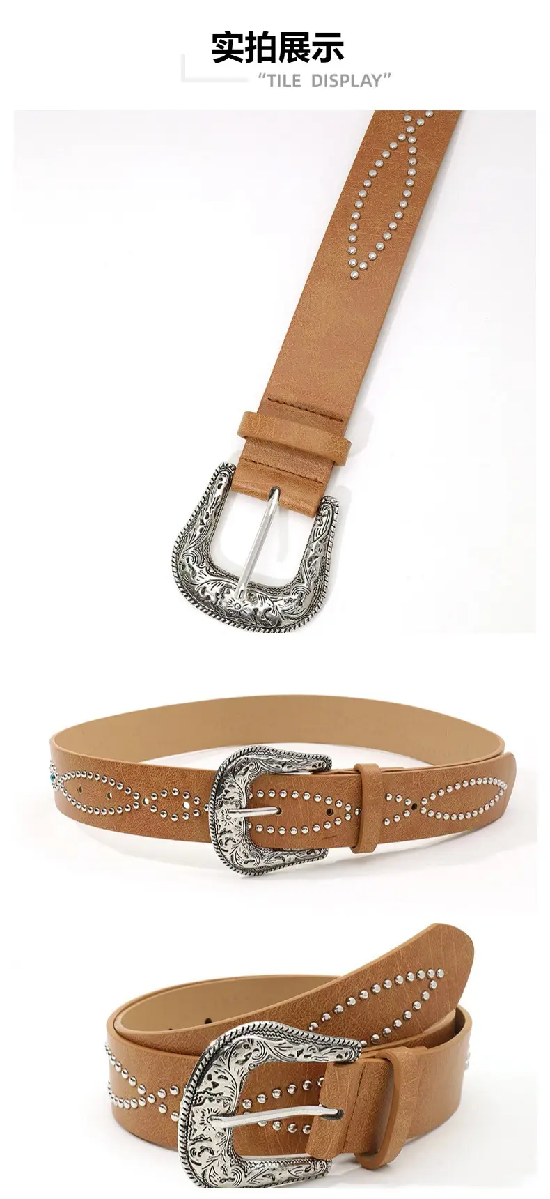 Trendy Punk Gem Belt for Women Black Brown Silver — feature 10