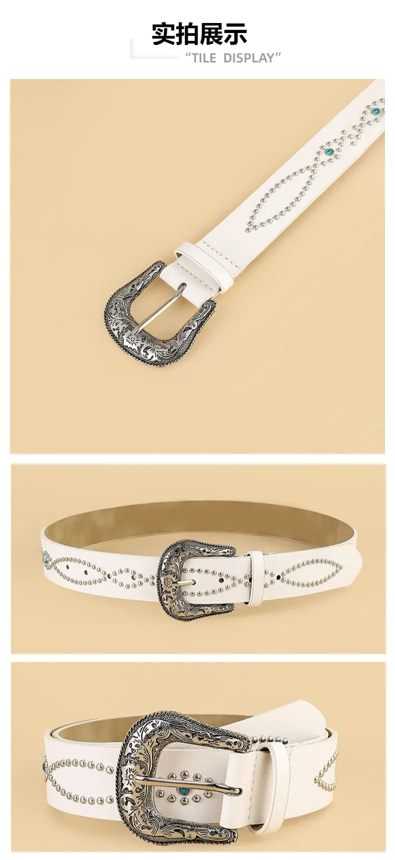 Trendy Punk Gem Belt for Women Black Brown Silver — feature 11