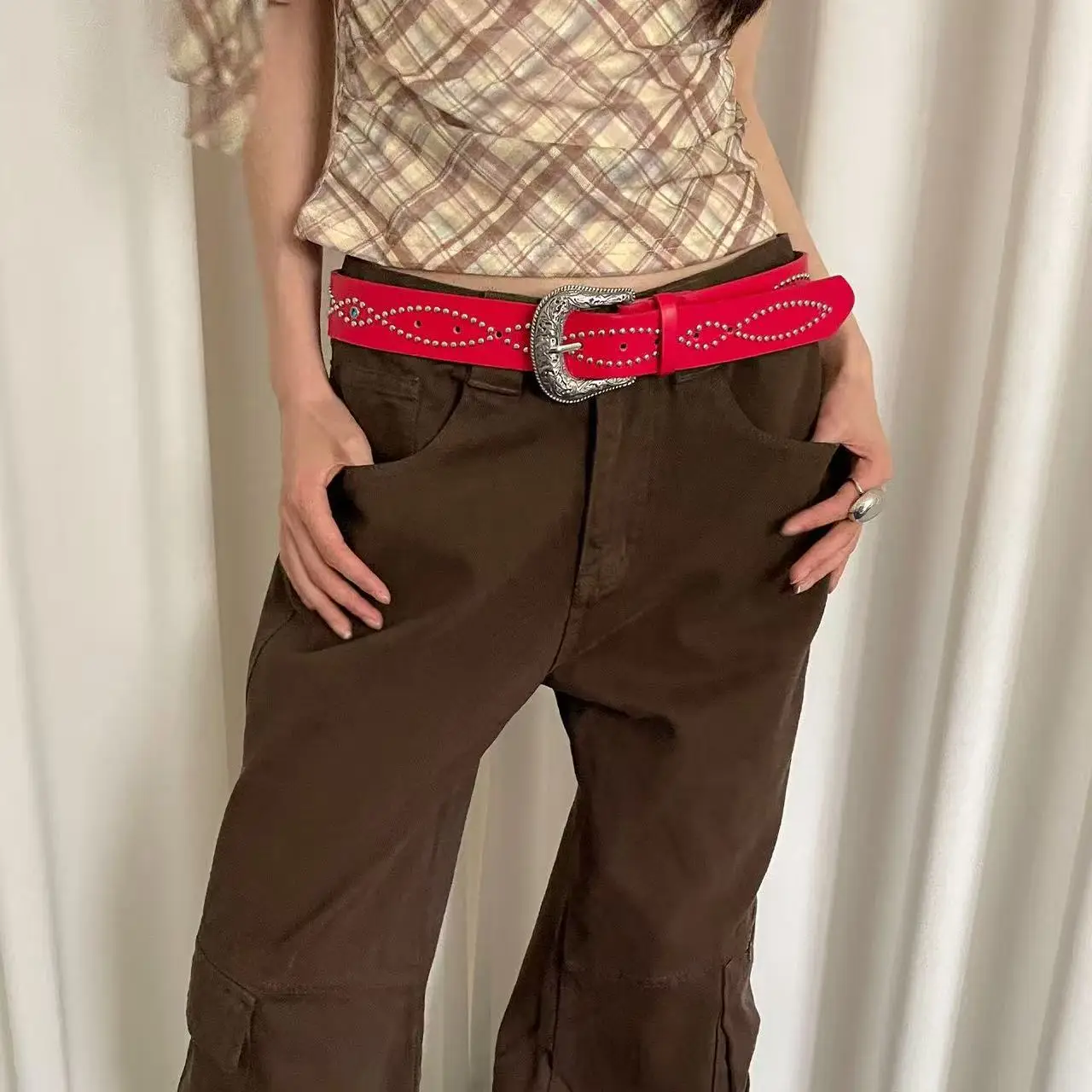 Trendy Punk Gem Belt for Women Black Brown Silver — feature 4
