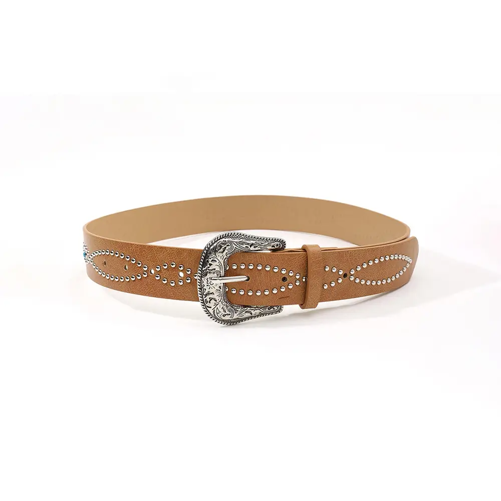 Trendy Punk Gem Belt for Women Black Brown Silver