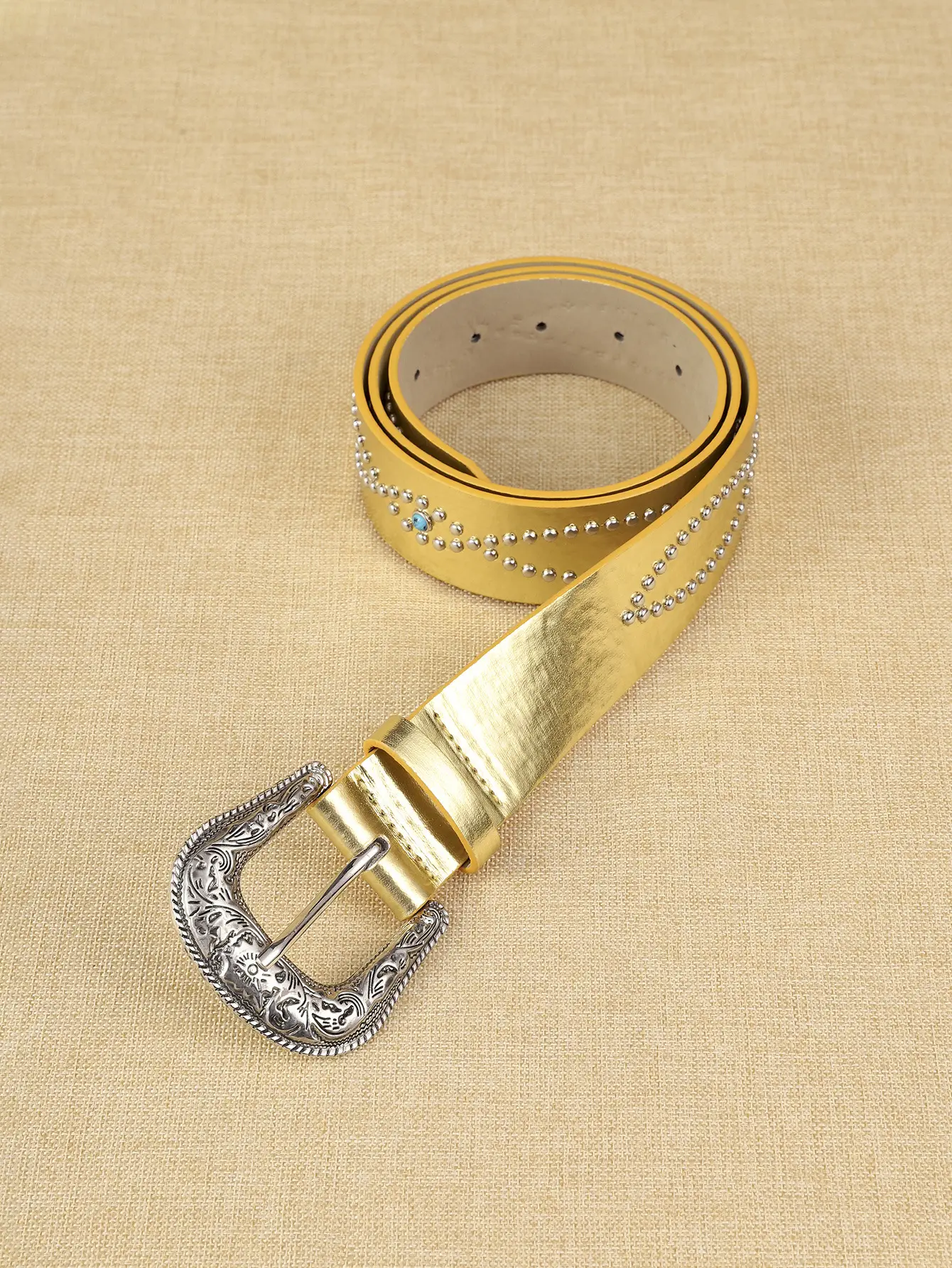 Trendy Punk Gem Belt for Women Black Brown Silver