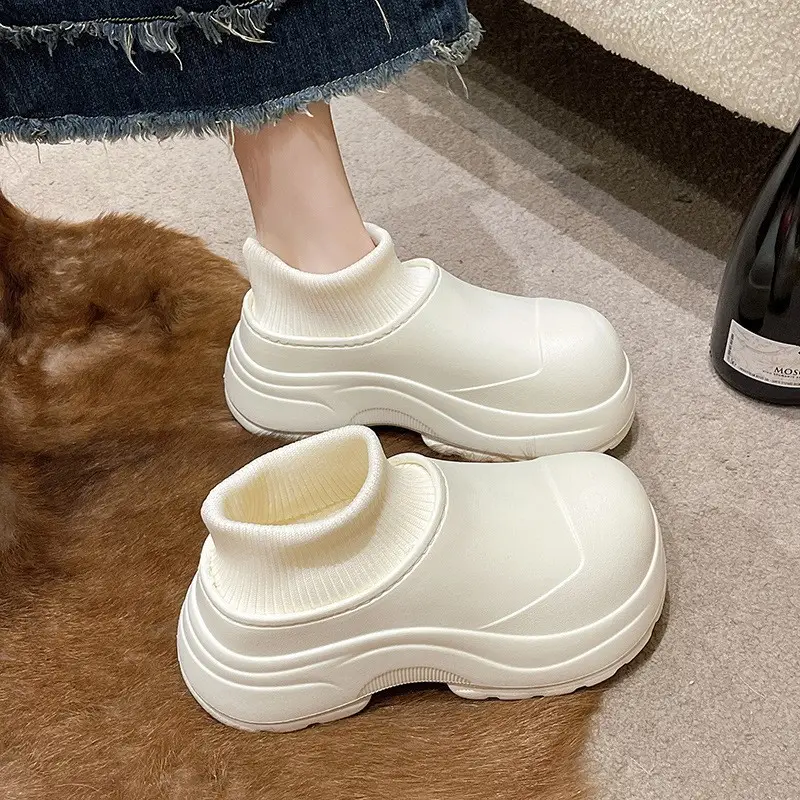 Waterproof Thick-Soled Cotton Slippers for Women, Winter Outdoor Wear, 2026 New Model, Closed Heel, Indoor Home Maternity Fleece-Lined Warm Cotton Shoes