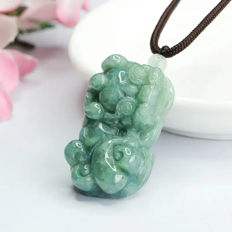 Guan Yu Jade Pendant Full Color Overlord Pixiu Necklace - Image 3
