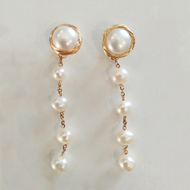 Natural Pearl Gypsophila Earrings for Women