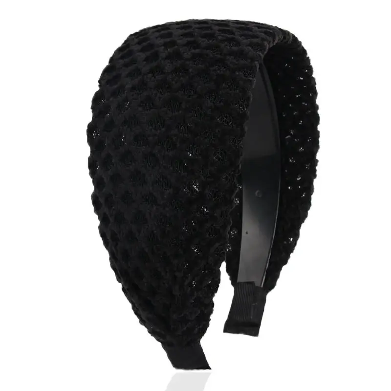 Black Faux Fur Wide Brim Headband with Hairpin - Image 9