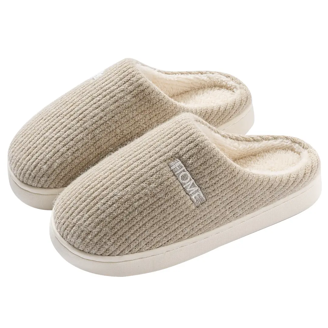 Non-Slip Cotton Slippers for Women, Autumn and Winter 2026 New Style Home Indoor Thick-Soled Warm Furry Slippers for Men in Winter