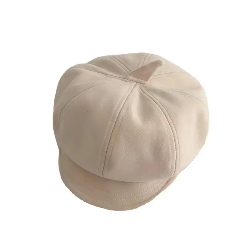 Women's Beige Octagonal Winter Cap Beanie - Image 9