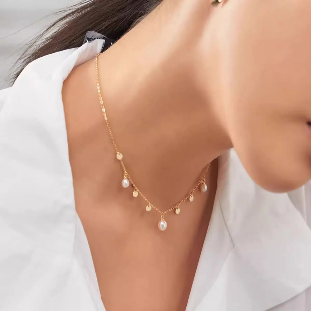 Nina Pearl Clavicle Chain for Girls High Grade Light