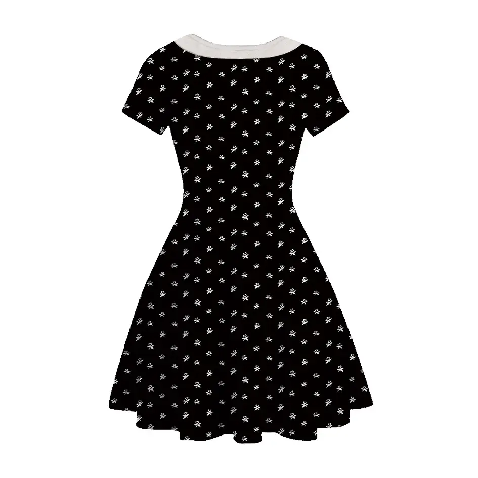 3D Printed Princess Dress Black White Skirted A-Line - Image 10