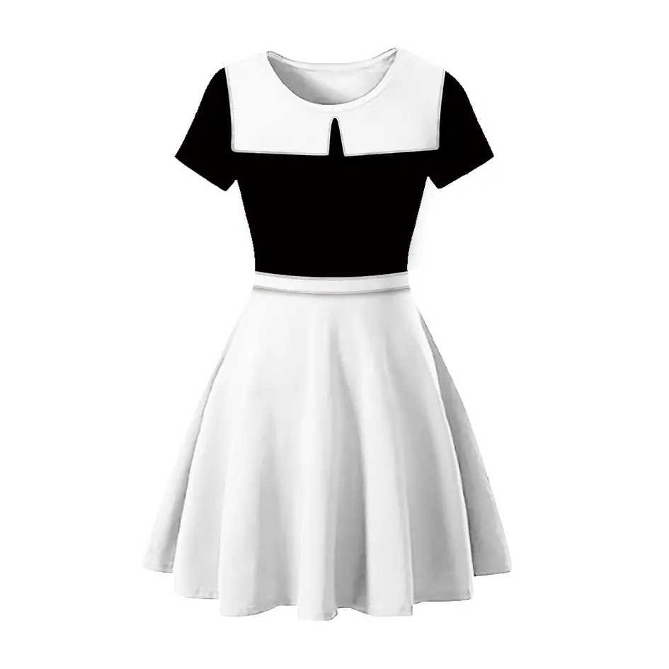 3D Printed Princess Dress Black White Skirted A-Line - Image 11