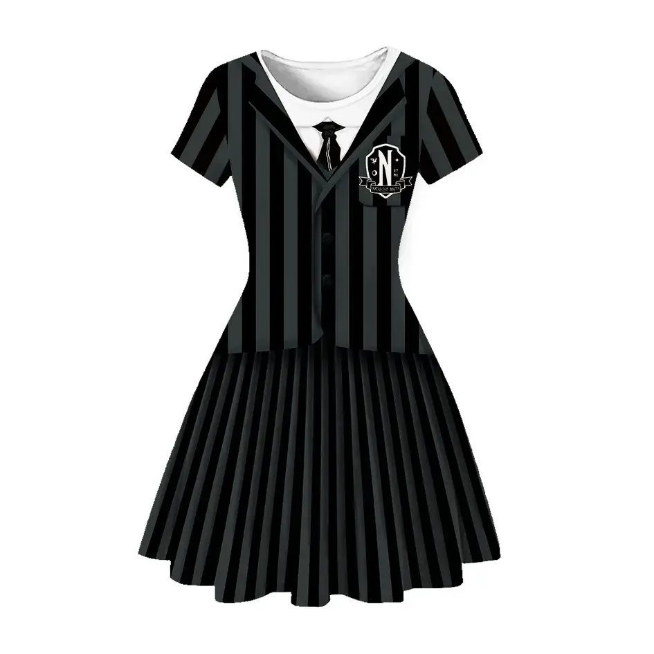 3D Printed Princess Dress Black White Skirted A-Line — feature 5