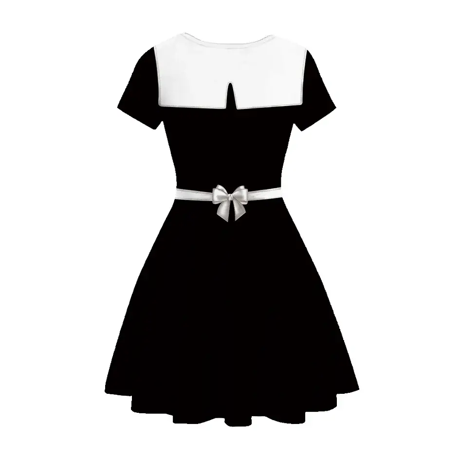 3D Printed Princess Dress Black White Skirted A-Line — feature 6