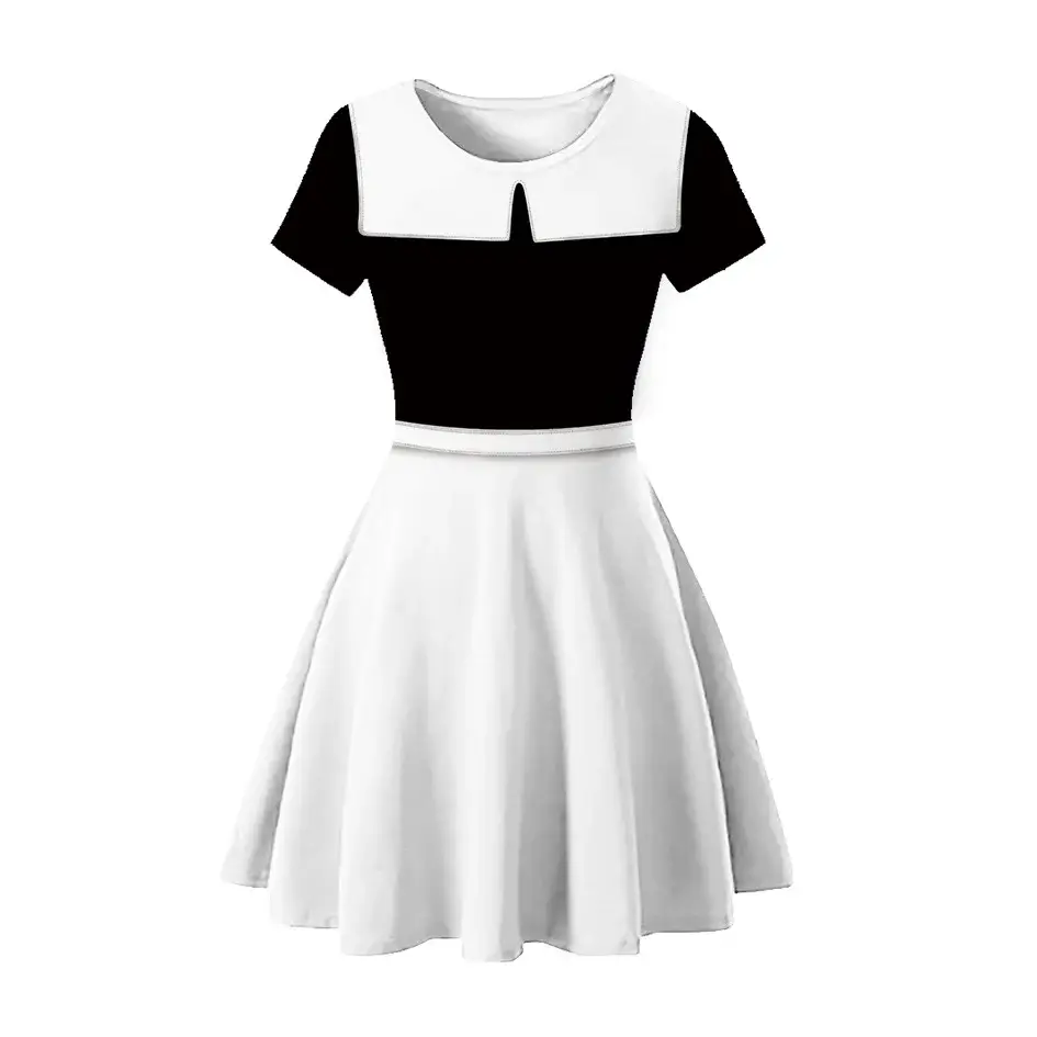 3D Printed Princess Dress Black White Skirted A-Line — feature 7