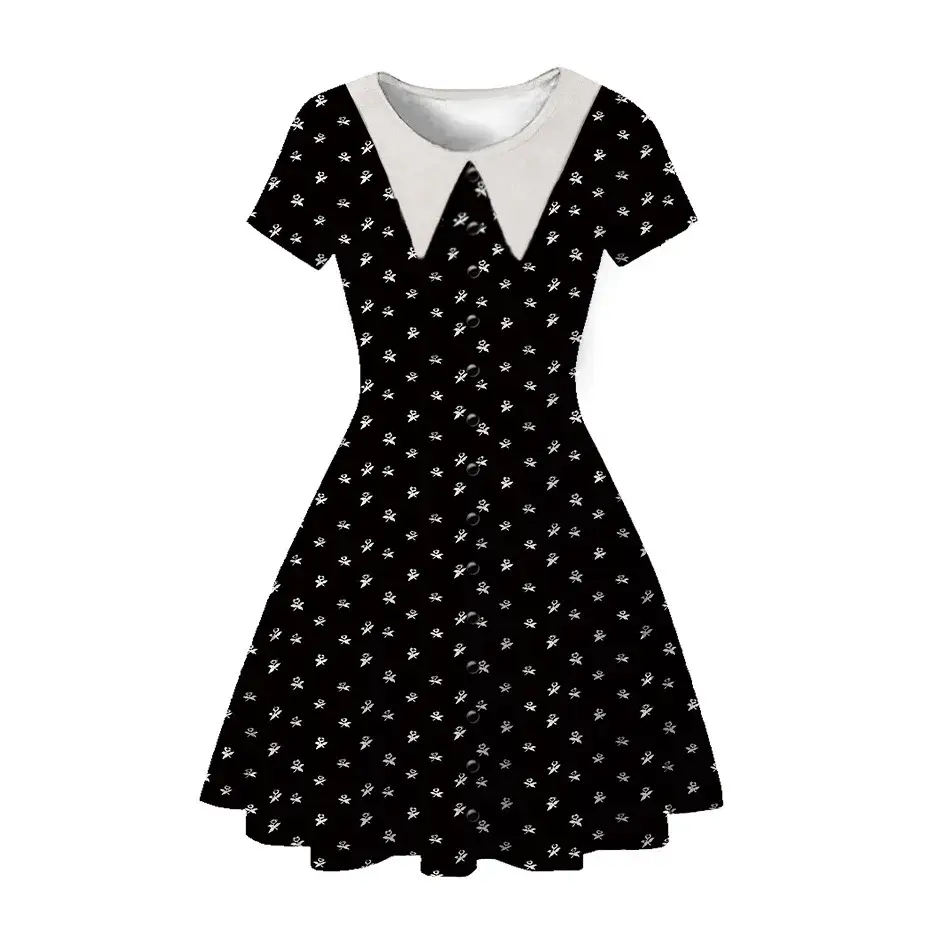3D Printed Princess Dress Black White Skirted A-Line — feature 9