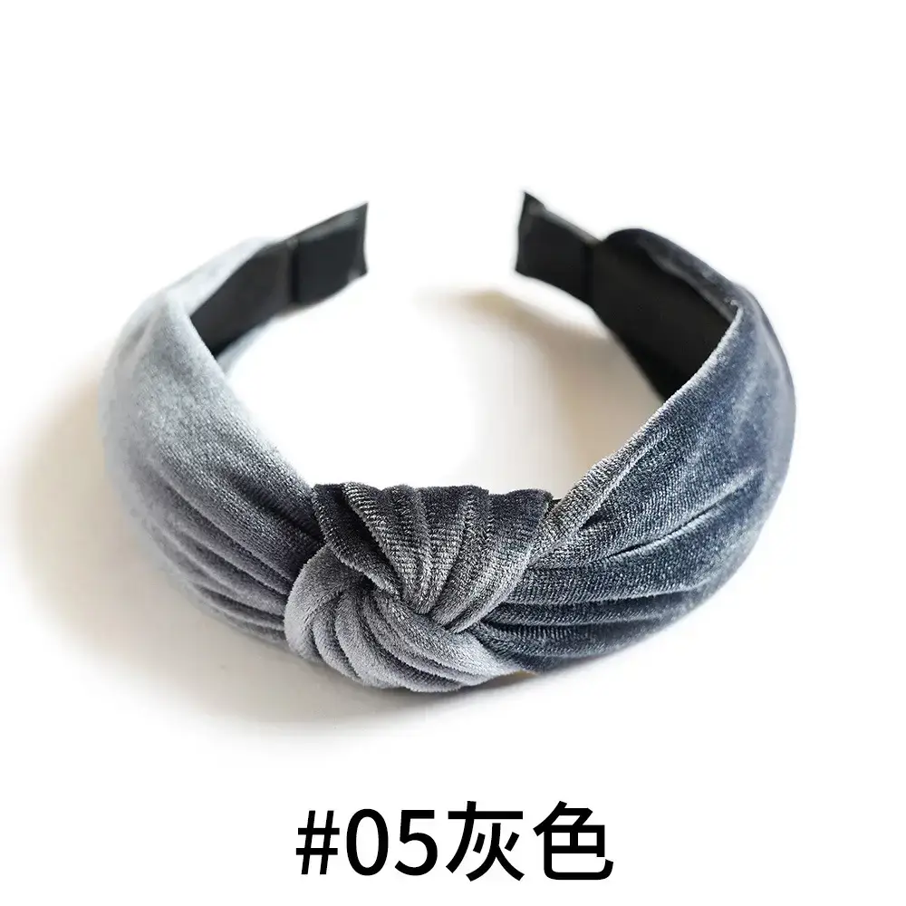 Green Knotted Velvet Headband for Women - Image 5