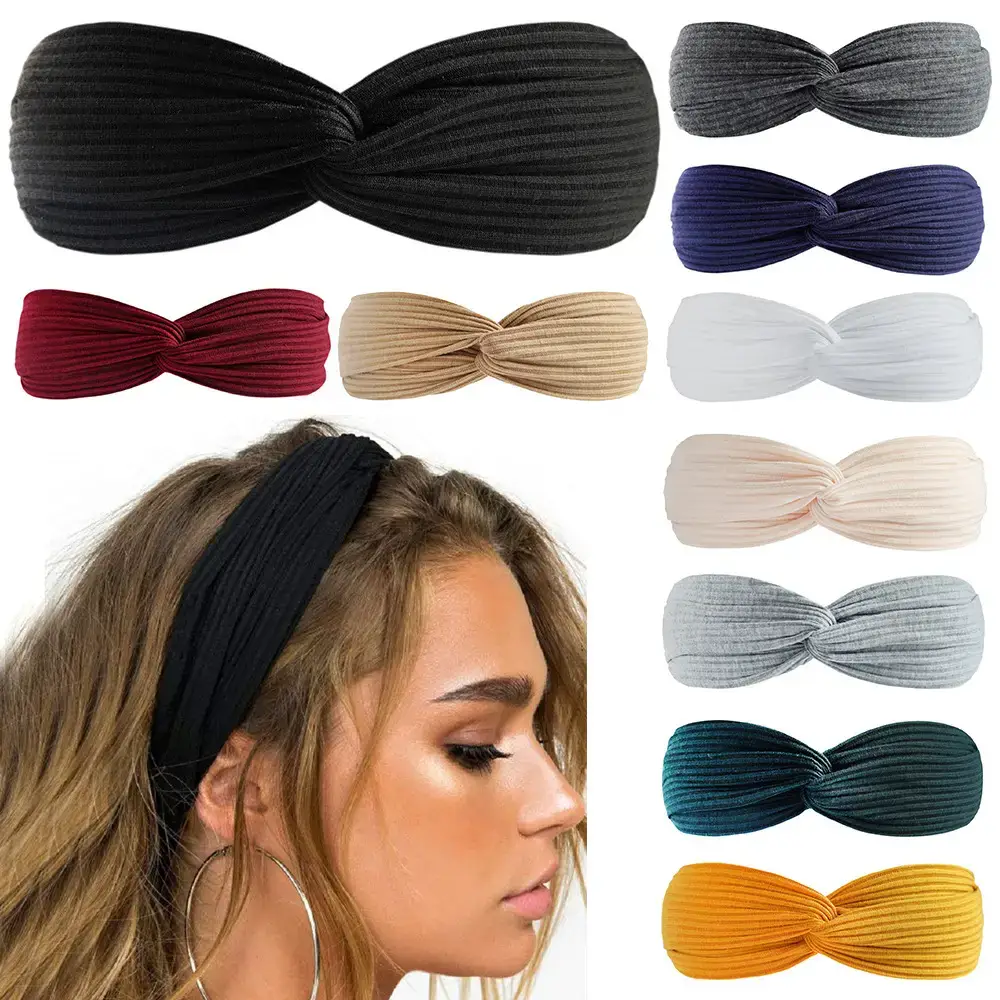 White Knitted Cotton Elastic Hair Band for Women - Image 20