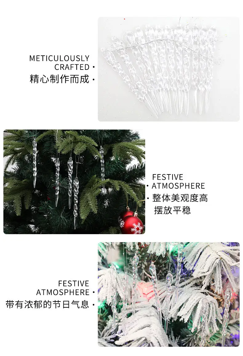12 Pcs Transparent Ice Cross Tree Decorants for Christmas — feature 5