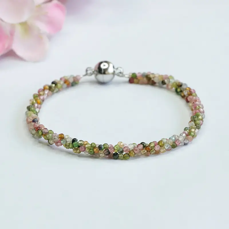 Candy Color Braided Crystal Gemstone Bracelet