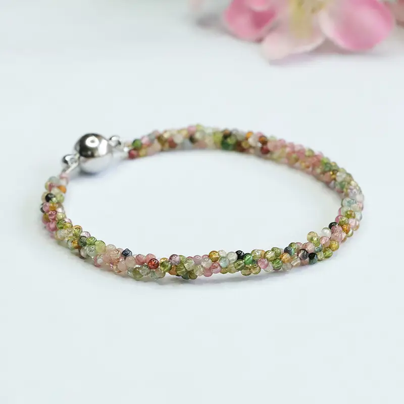 Candy Color Braided Crystal Gemstone Bracelet