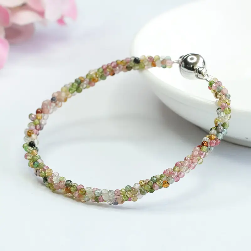Candy Color Braided Crystal Gemstone Bracelet