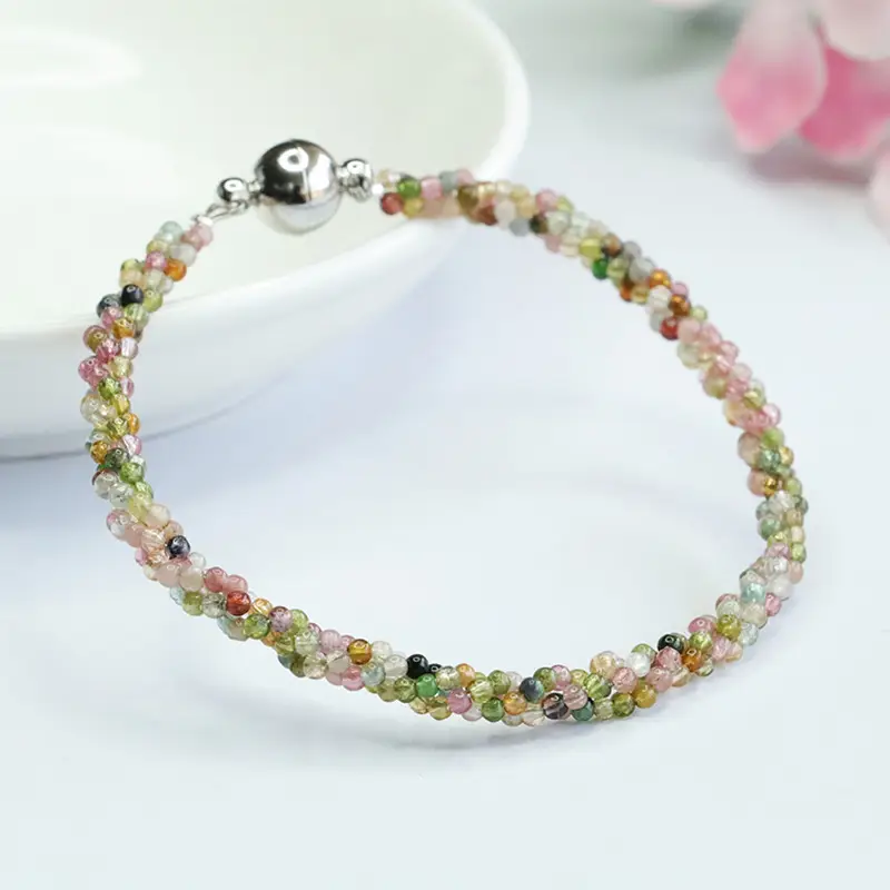 Candy Color Braided Crystal Gemstone Bracelet