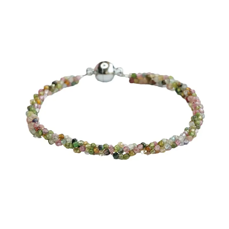Candy Color Braided Crystal Gemstone Bracelet