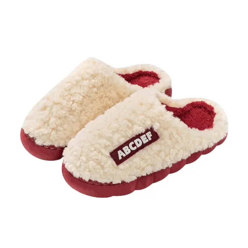 Cixi Cotton Slippers for Women Home Winter Indoor Home Non-slip Spring and Autumn Warm Wool Plush Couple Winter Men