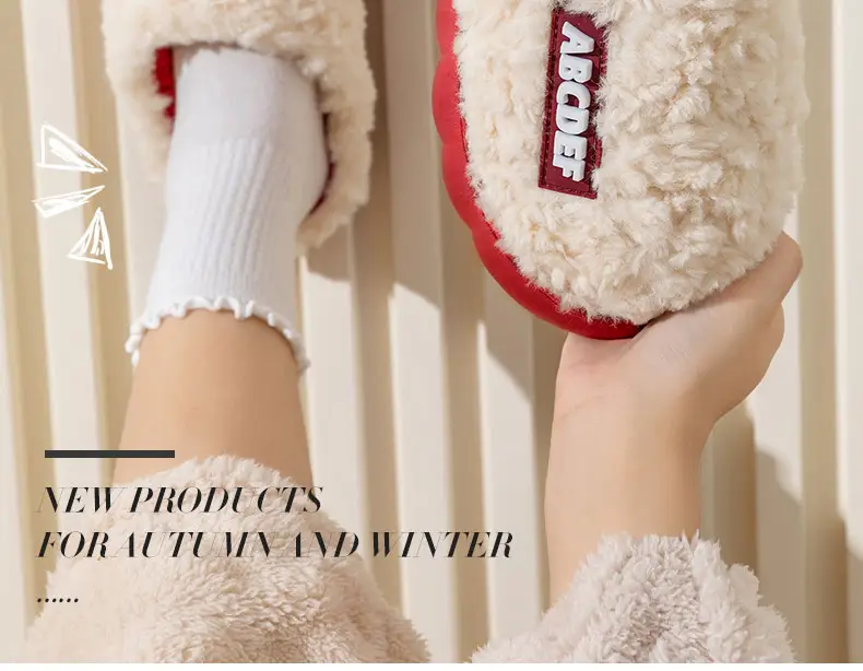 Cixi Cotton Slippers for Women Home Winter Indoor Home Non-slip Spring and Autumn Warm Wool Plush Couple Winter Men — feature 3