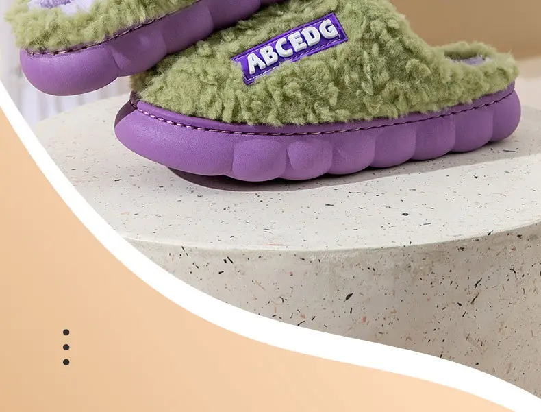 Cixi Cotton Slippers for Women Home Winter Indoor Home Non-slip Spring and Autumn Warm Wool Plush Couple Winter Men — feature 7