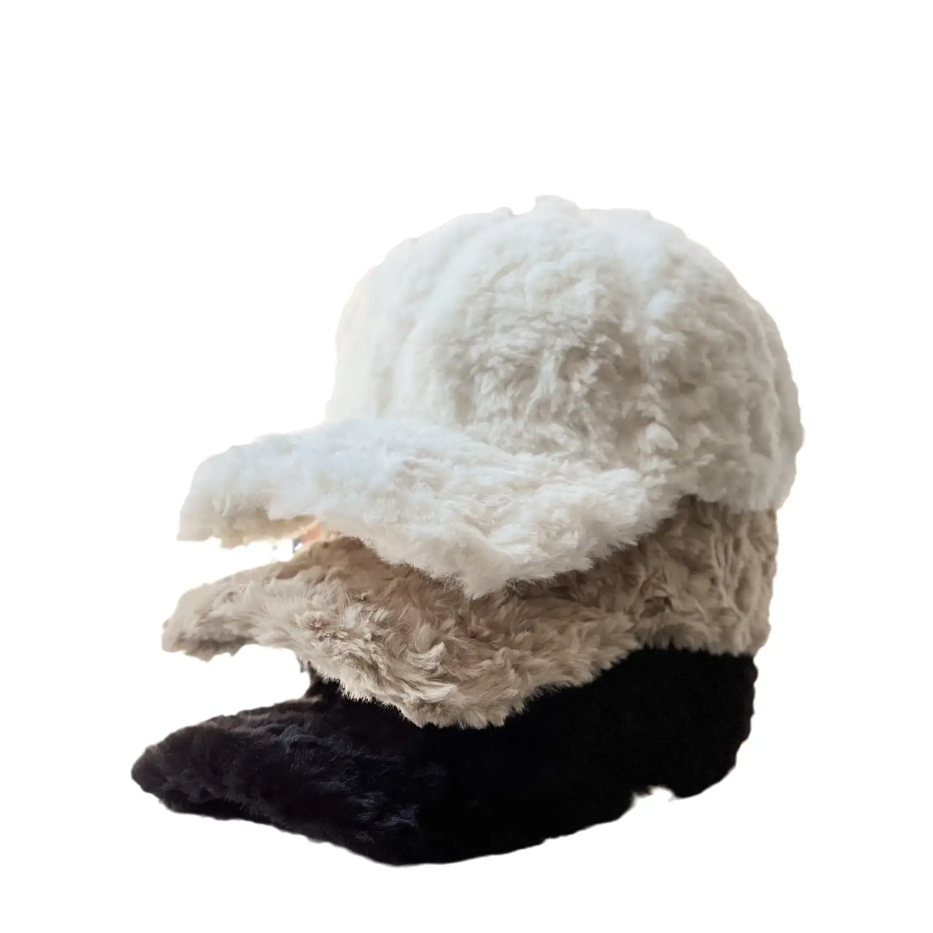 Women's White Faux Fur Beanie Cap Winter Warm - Image 10