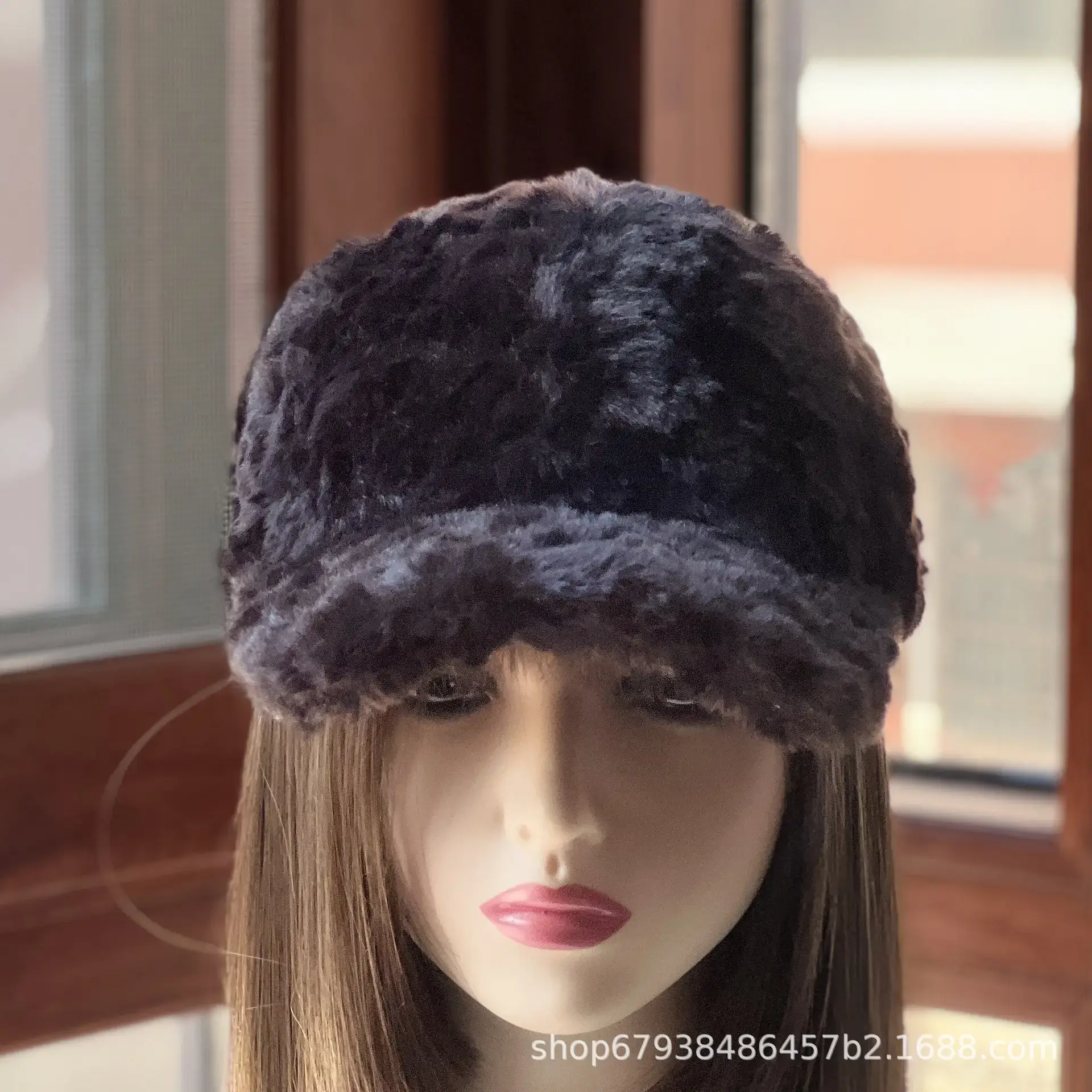 Women's White Faux Fur Beanie Cap Winter Warm — feature 1