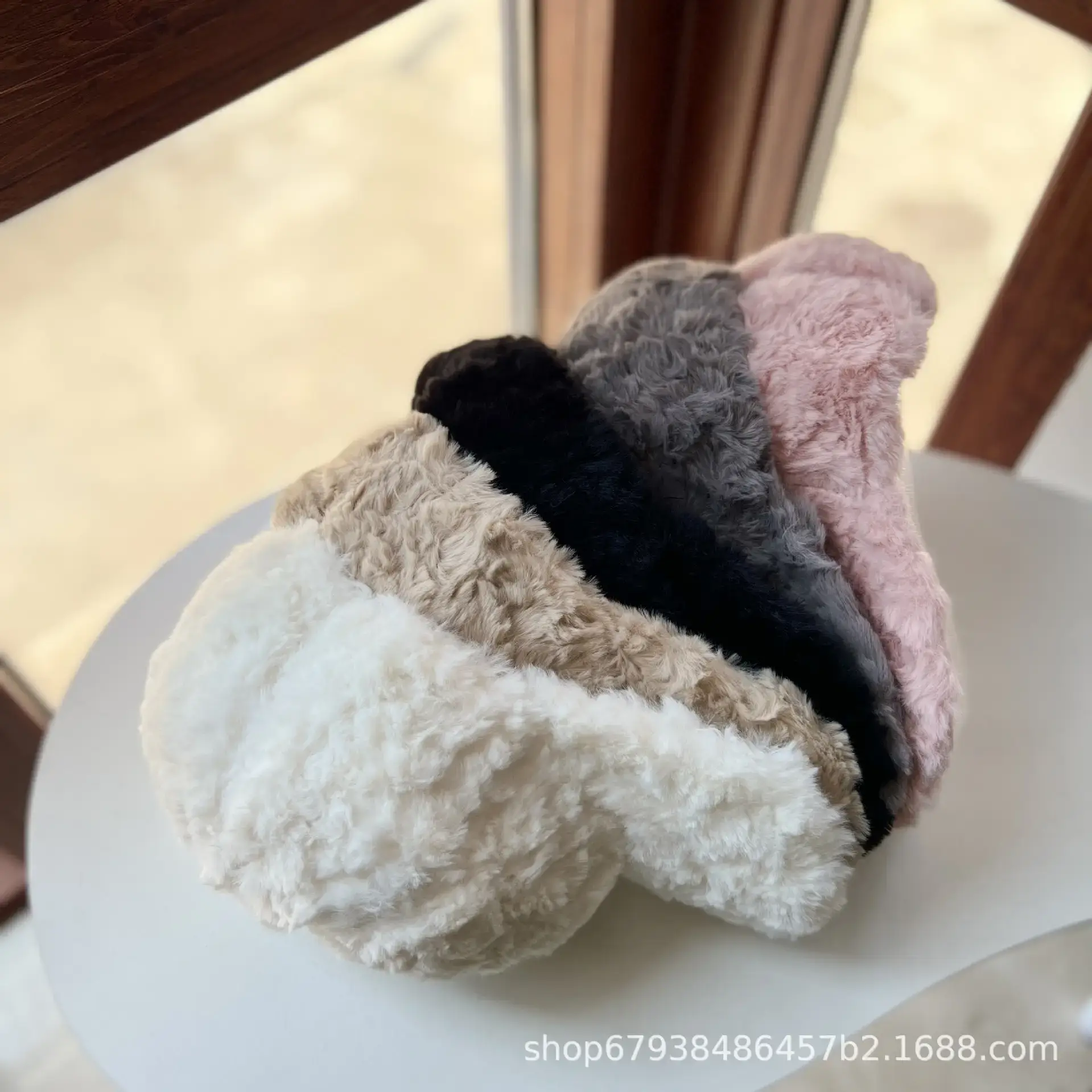 Women's White Faux Fur Beanie Cap Winter Warm — feature 12