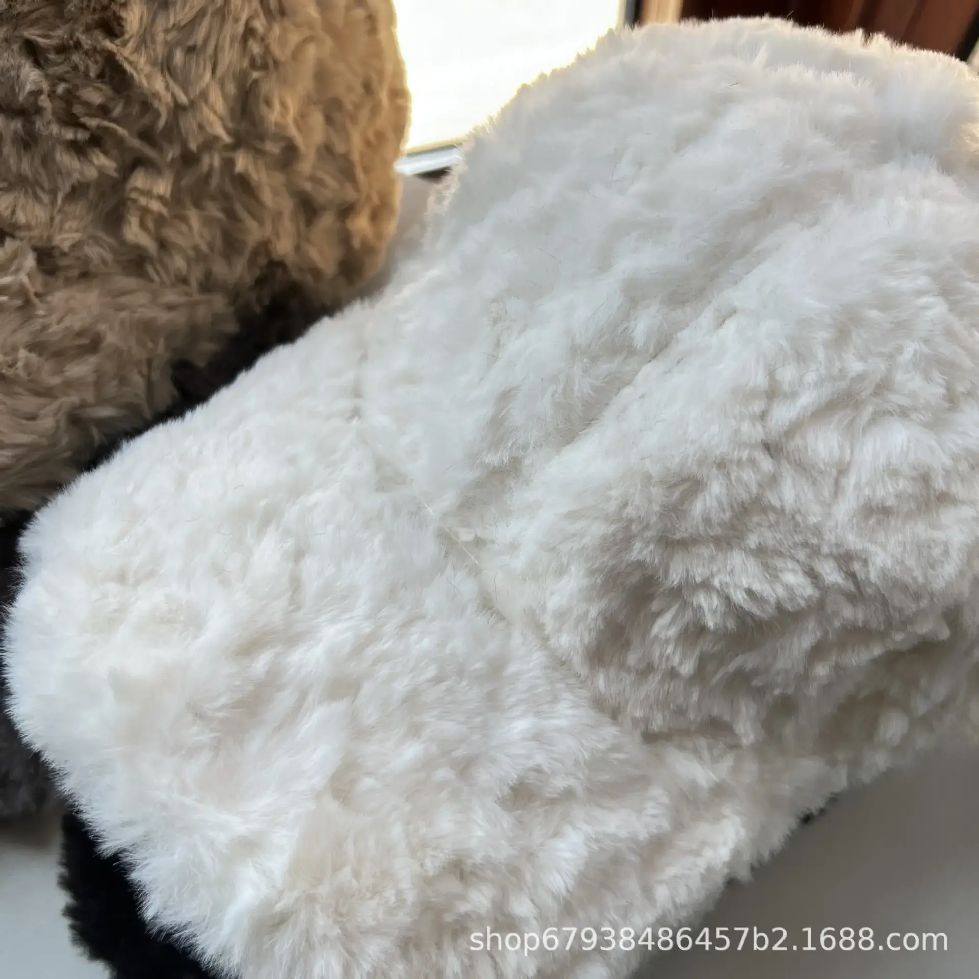 Women's White Faux Fur Beanie Cap Winter Warm — feature 13