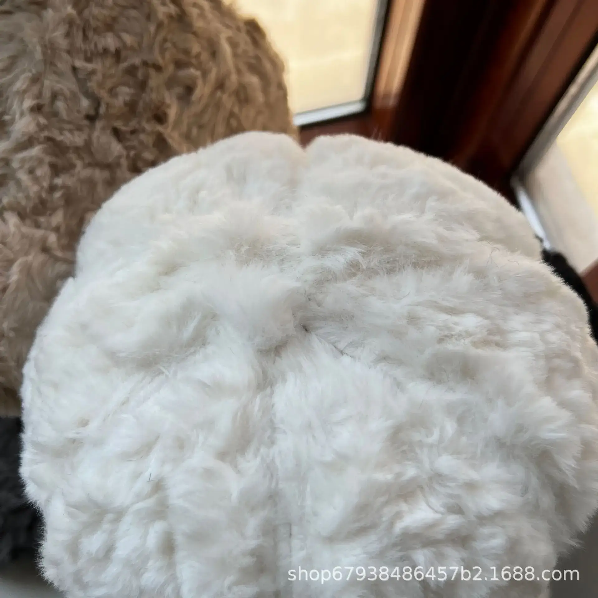 Women's White Faux Fur Beanie Cap Winter Warm — feature 15