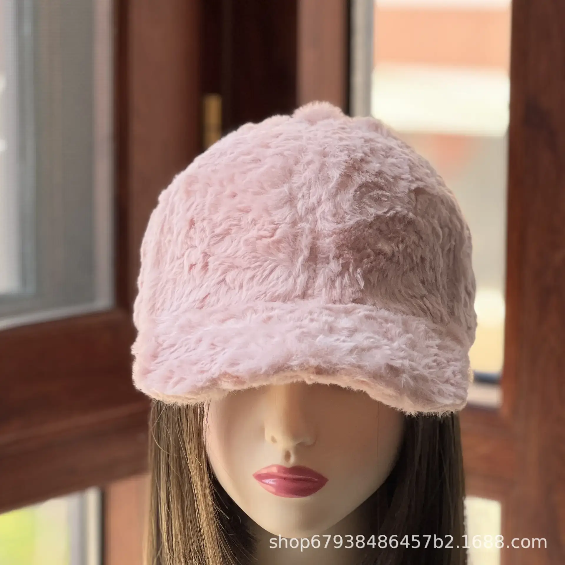 Women's White Faux Fur Beanie Cap Winter Warm — feature 4