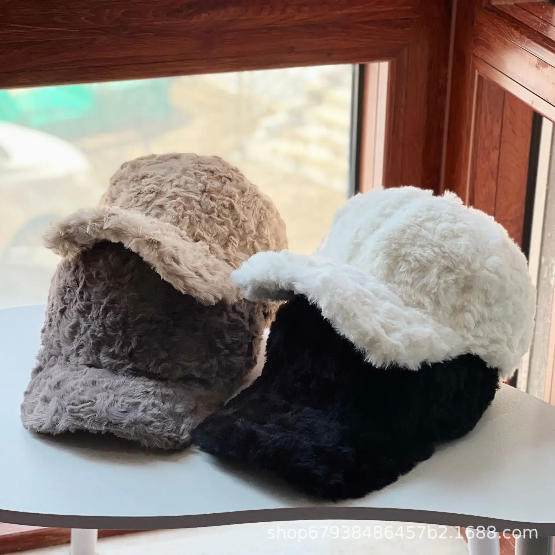Women's White Faux Fur Beanie Cap Winter Warm — feature 8