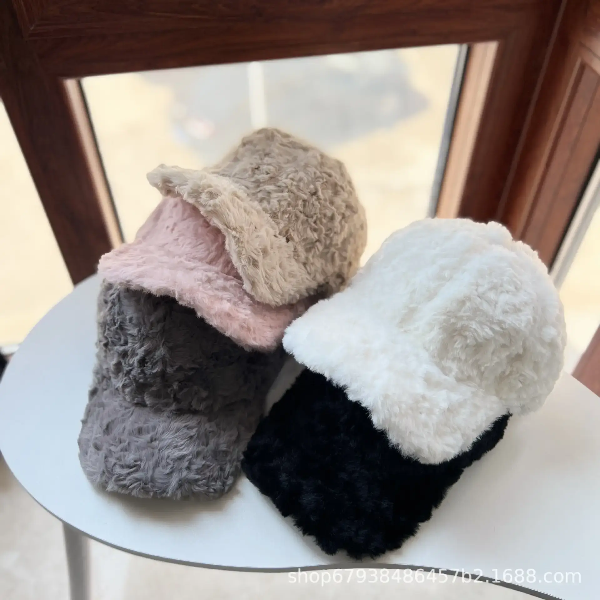 Women's White Faux Fur Beanie Cap Winter Warm — feature 9