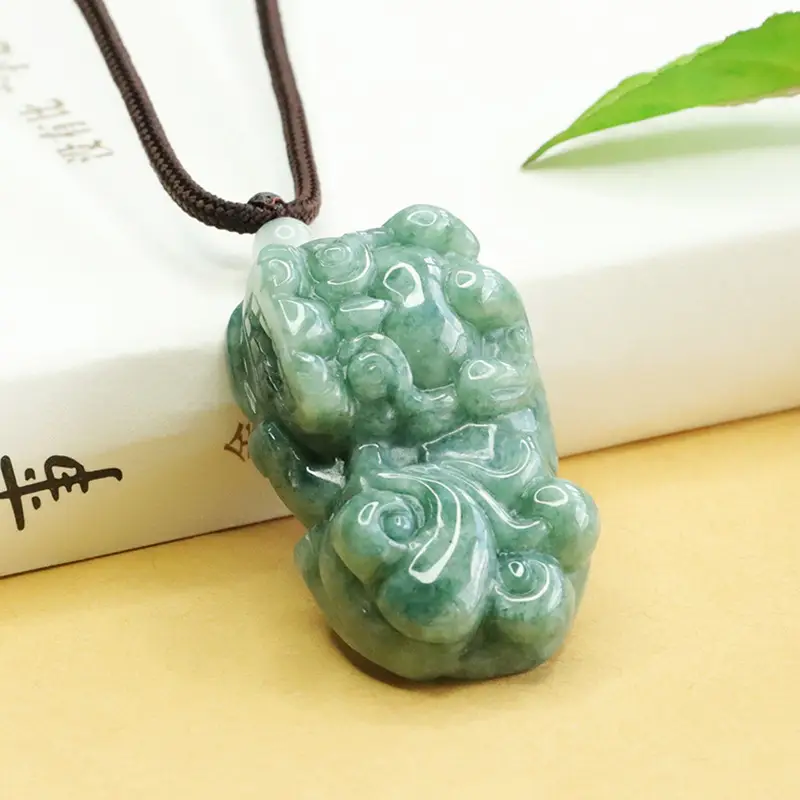 Aiyu Natural Jade Pendant Full Color Overlord Pixiu Necklace - Image 4