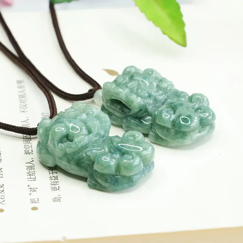 Aiyu Natural Jade Pendant Full Color Overlord Pixiu Necklace - Image 5