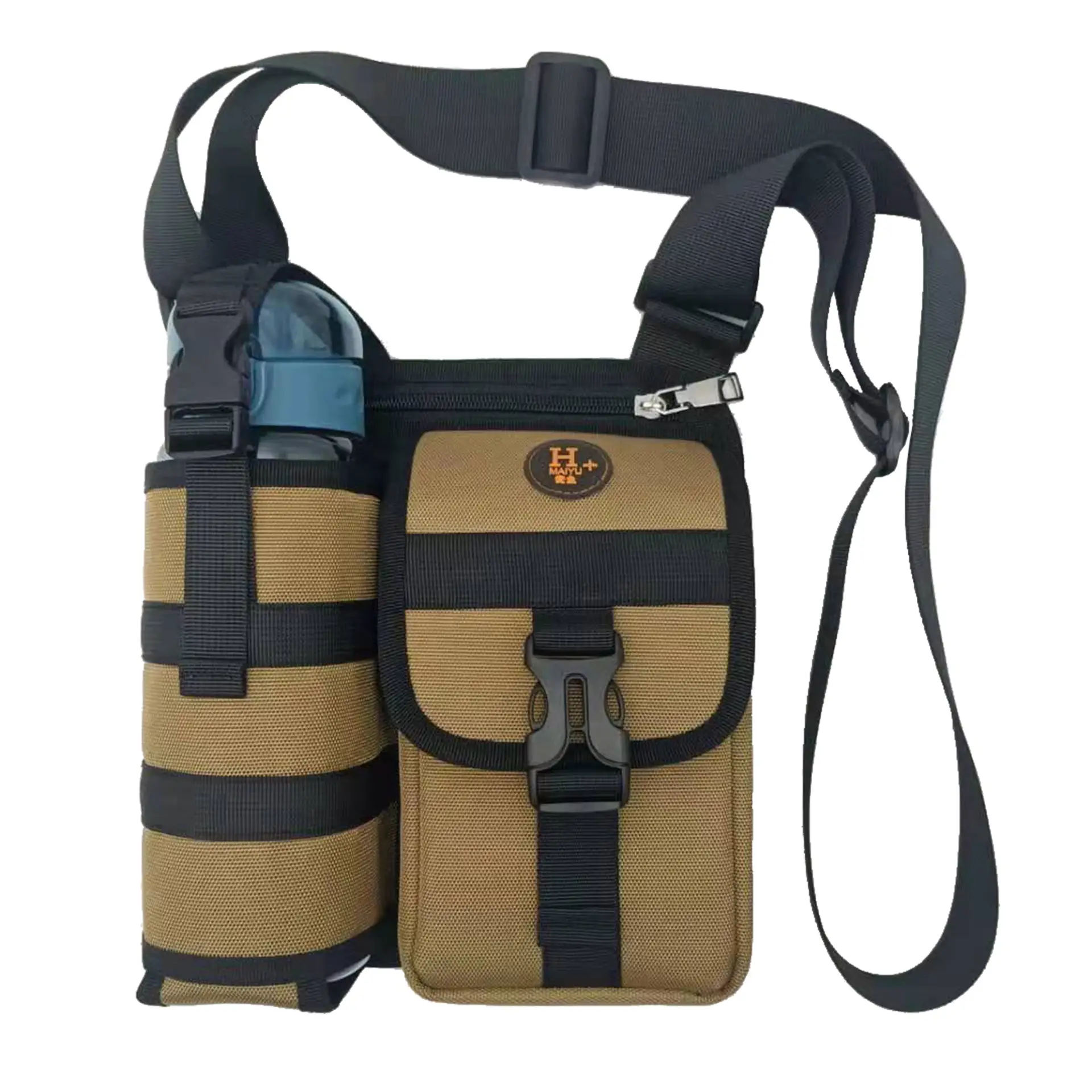 One-Shoulder Water Cup Crossbody Bag for Men Blue 22x21