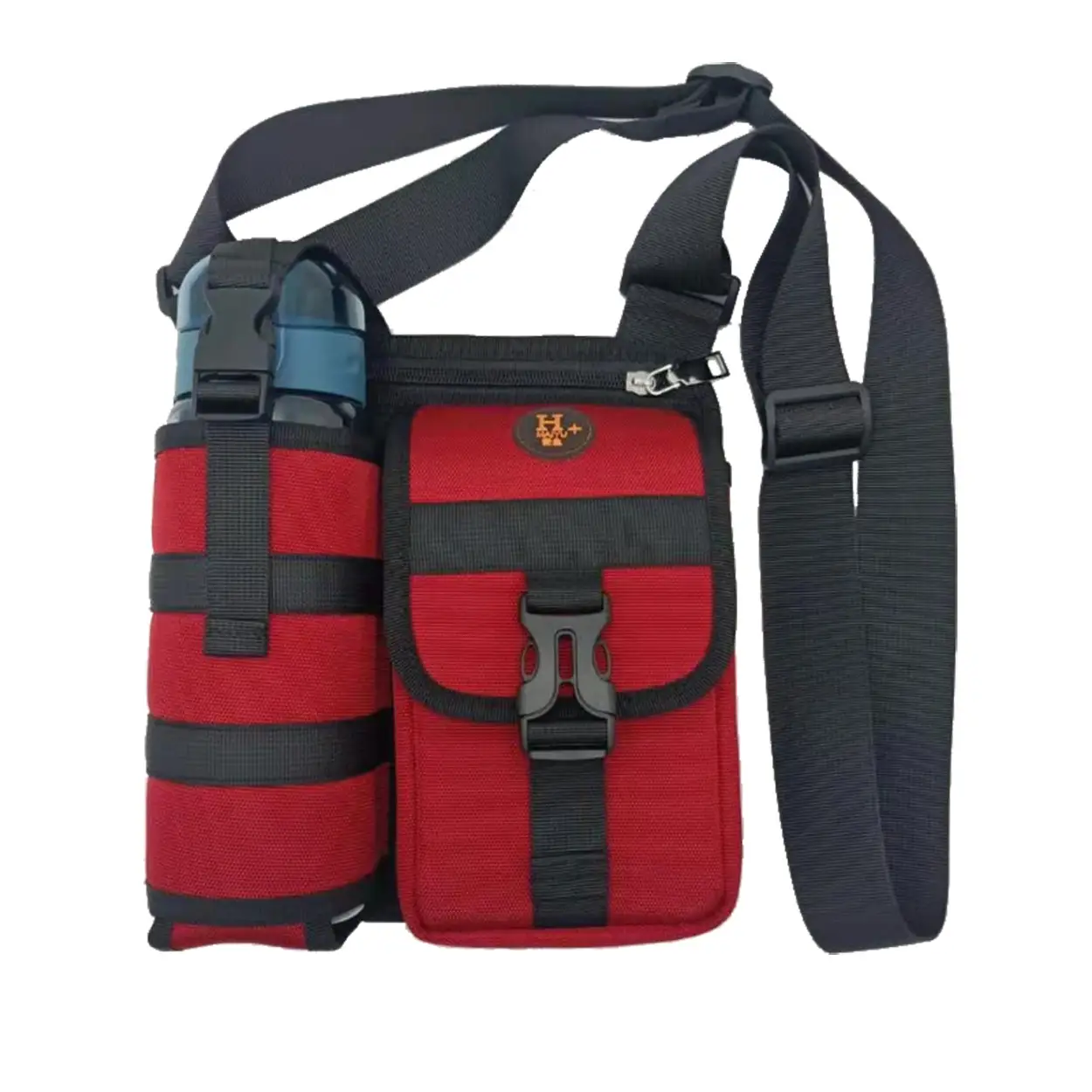 One-Shoulder Water Cup Crossbody Bag for Men Blue 22x21