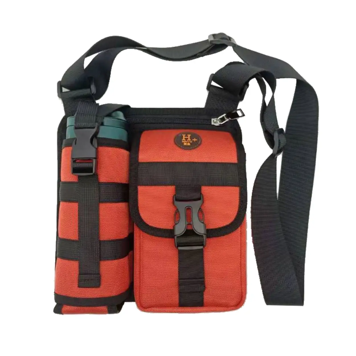 One-Shoulder Water Cup Crossbody Bag for Men Blue 22x21