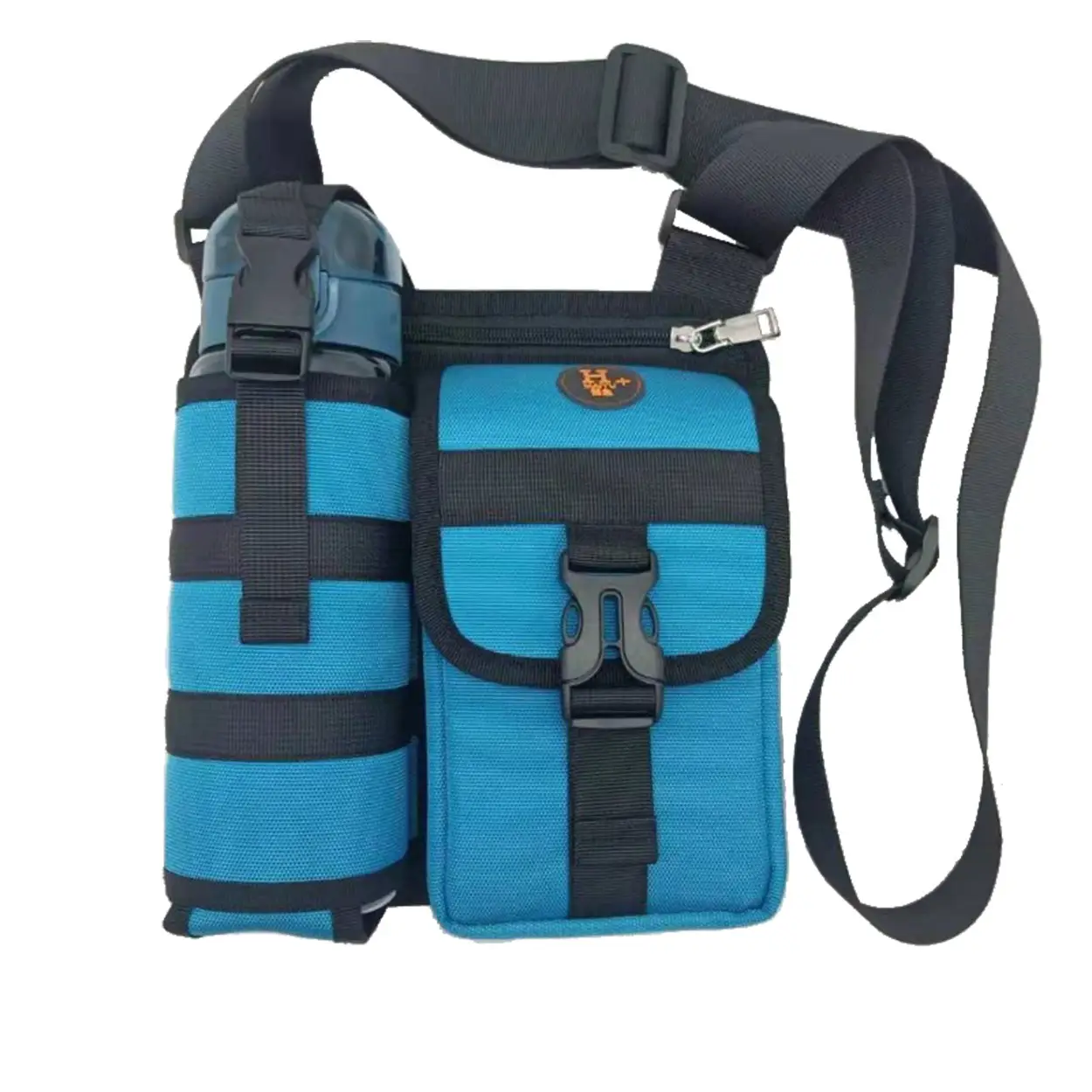 One-Shoulder Water Cup Crossbody Bag for Men Blue 22x21