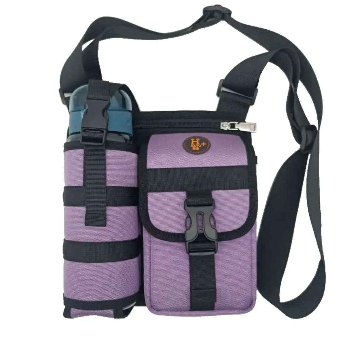 One-Shoulder Water Cup Crossbody Bag for Men Blue 22x21