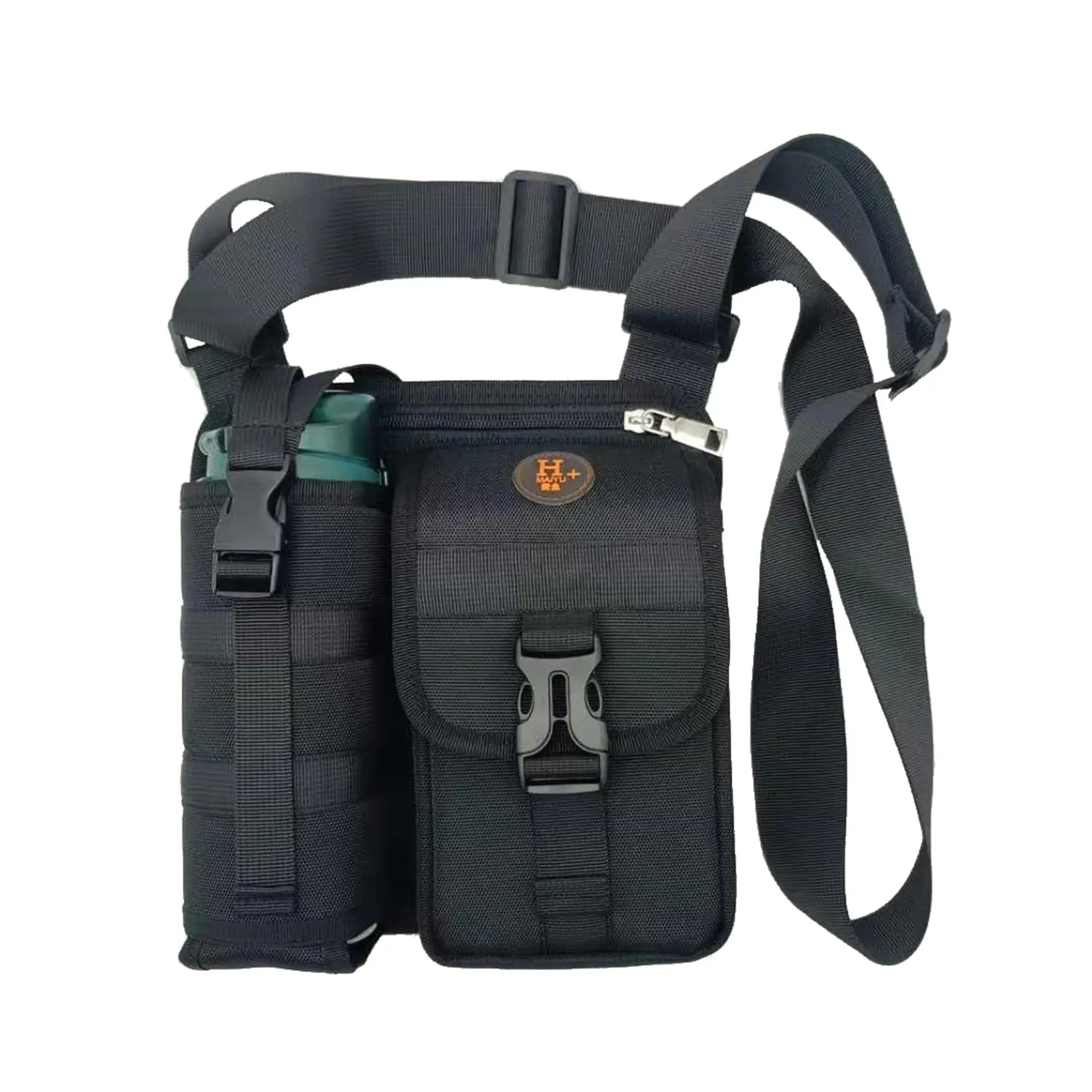 One-Shoulder Water Cup Crossbody Bag for Men Blue 22x21