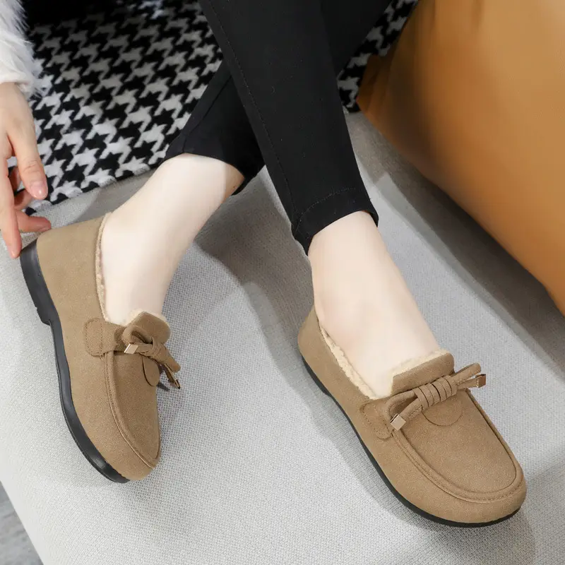 Women's Cotton Shoes 2025 Autumn and Winter Loafers with Plush Lining, Warm Casual Shoes, Flat Slip-On Shoes, Trendy Women's Footwear - Image 5