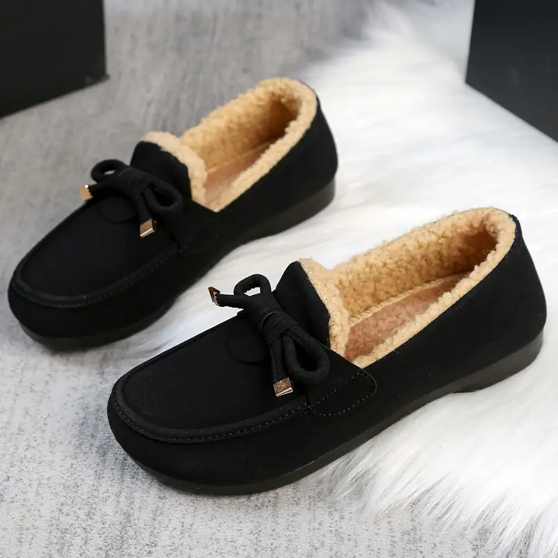 Women's Cotton Shoes 2025 Autumn and Winter Loafers with Plush Lining, Warm Casual Shoes, Flat Slip-On Shoes, Trendy Women's Footwear - Image 6