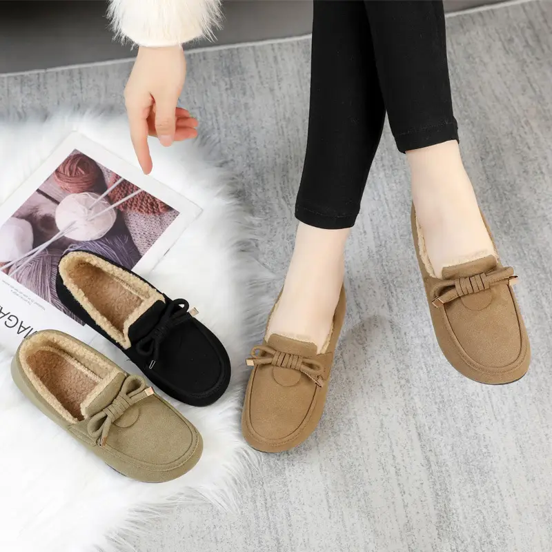 Women's Cotton Shoes 2025 Autumn and Winter Loafers with Plush Lining, Warm Casual Shoes, Flat Slip-On Shoes, Trendy Women's Footwear - Image 7