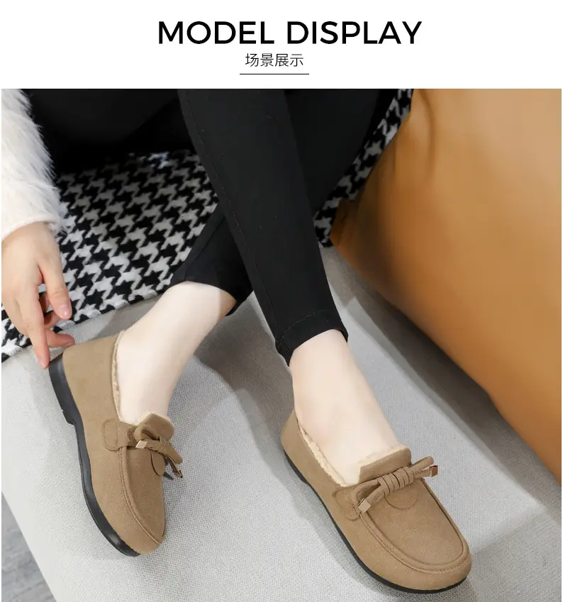 Women's Cotton Shoes 2025 Autumn and Winter Loafers with Plush Lining, Warm Casual Shoes, Flat Slip-On Shoes, Trendy Women's Footwear — feature 13